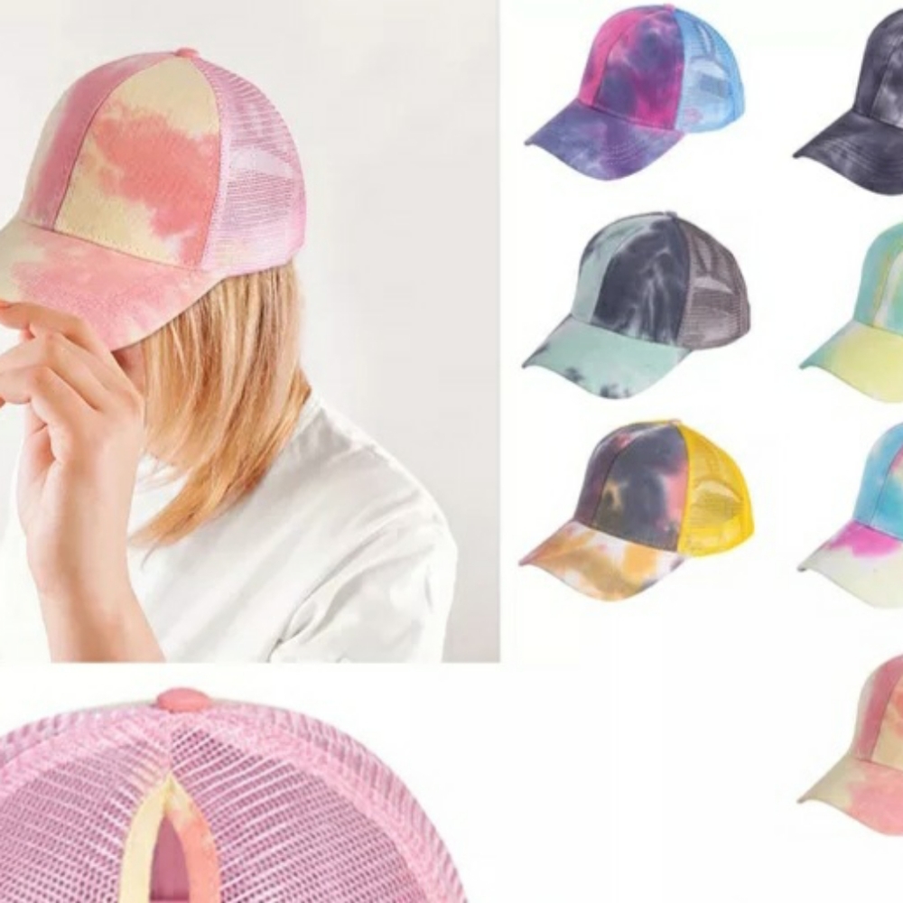 Women's Tie-Dye Ponytail Mesh Trucker Hat